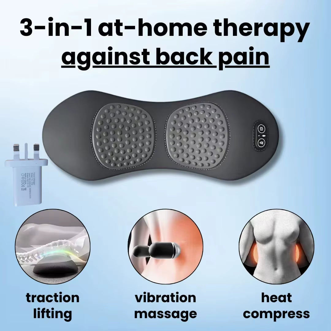 3-In-1 Back Massager with Relief Bed Sleeping Shiatsu Deep Tissue Portable Shoulder Lower Back Pain Relief Waist Massager