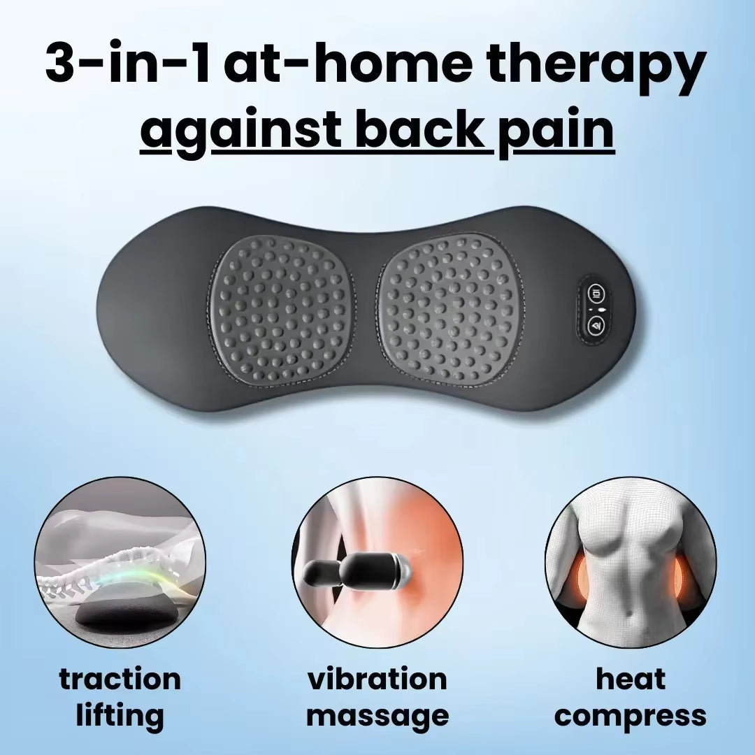 3-In-1 Back Massager with Relief Bed Sleeping Shiatsu Deep Tissue Portable Shoulder Lower Back Pain Relief Waist Massager